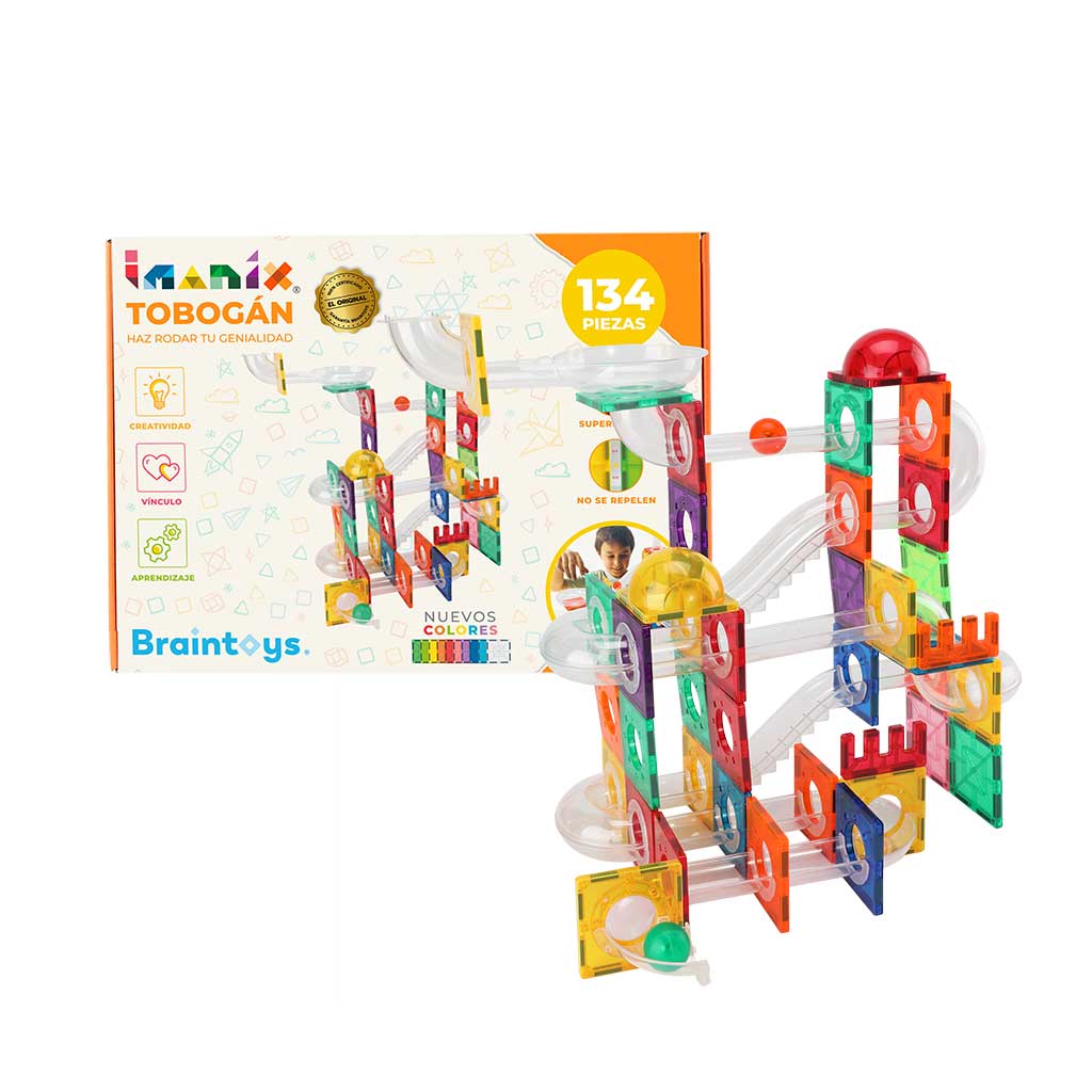 Juego de construcción IMANIX, SET TOBOGAN 134 piezas, Braintoys